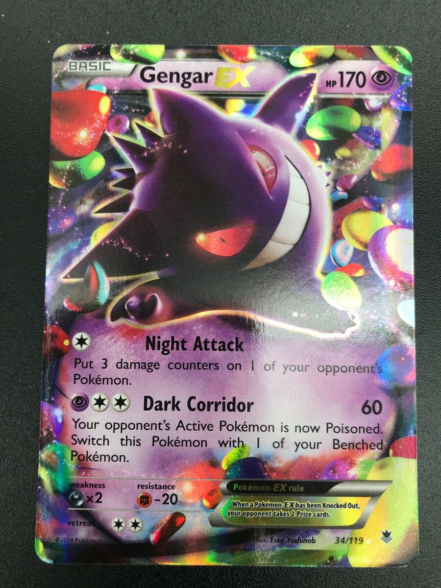 2014 Pokemon Phantom Forces #34 Gengar EX Holographic Graded SGC 8 NM TCG