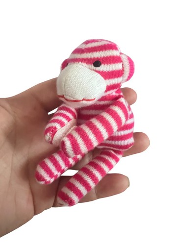 NEW 2010 Whimzy Pets Mini Sock Monkey “Smooch” Plush Stuffed Animal Toy Pink HTF - Picture 3 of 4