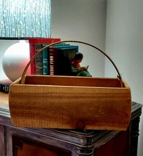 Hand Made Hand Crafted Rough Cut Maine Cedar Primitive Style Handled Basket Box