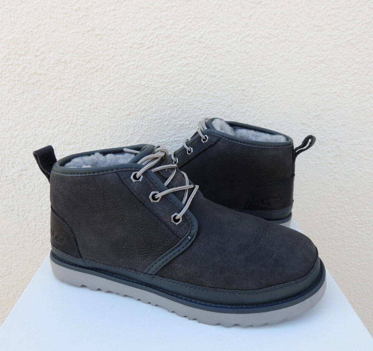 UGG Navy Blue Neumel Suede Chukka Boots Charcoal Sherpa Lined Size 10 UGG_Neumel_shaggy_Dark_Grey_P_  main image 2
