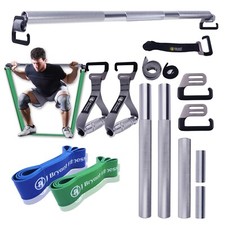 Conjunto de barra de ejercicio de banda de resistencia de 96 cm portátil para sentadillas en casa entrenamiento de peso muerto