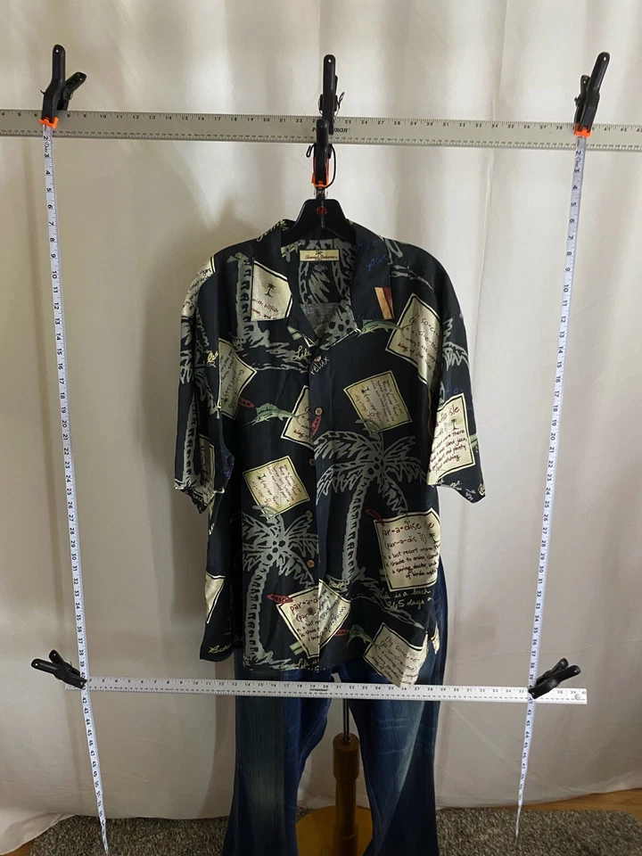 Tommy Bahama Silk Character Artwork Back Panel SHORT SLEEVE BUTTON UP SHIRT L - Image 2 of 4