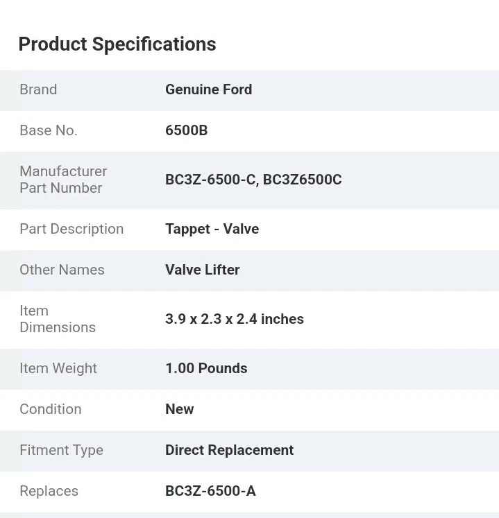 Nuevo elevador de válvulas de motor genuino Ford F250 F350 Super Duty 2011-2022 BC3Z-6500-C Foto 4 de 4