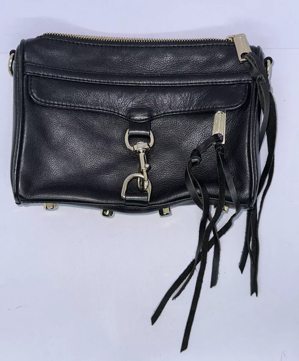 Authentic Rebecca Minkoff Mini M.A.C Crossbody Bag Black Pack Purse Leather