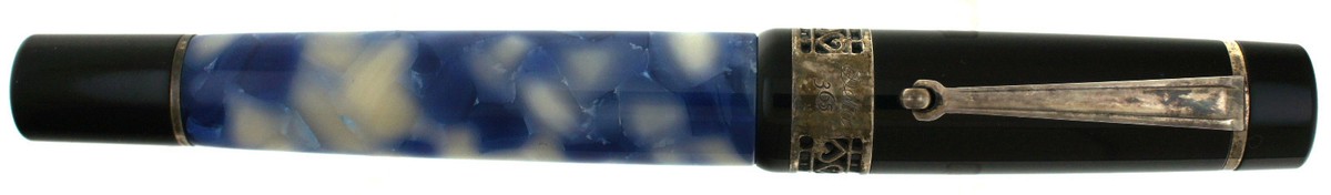Rare Delta 365 Marbled Blue & White Fountain Pen Millennium 18K