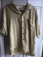 EUC Tommy Bahama 100% Silk Hawaiian Yellow Bu...