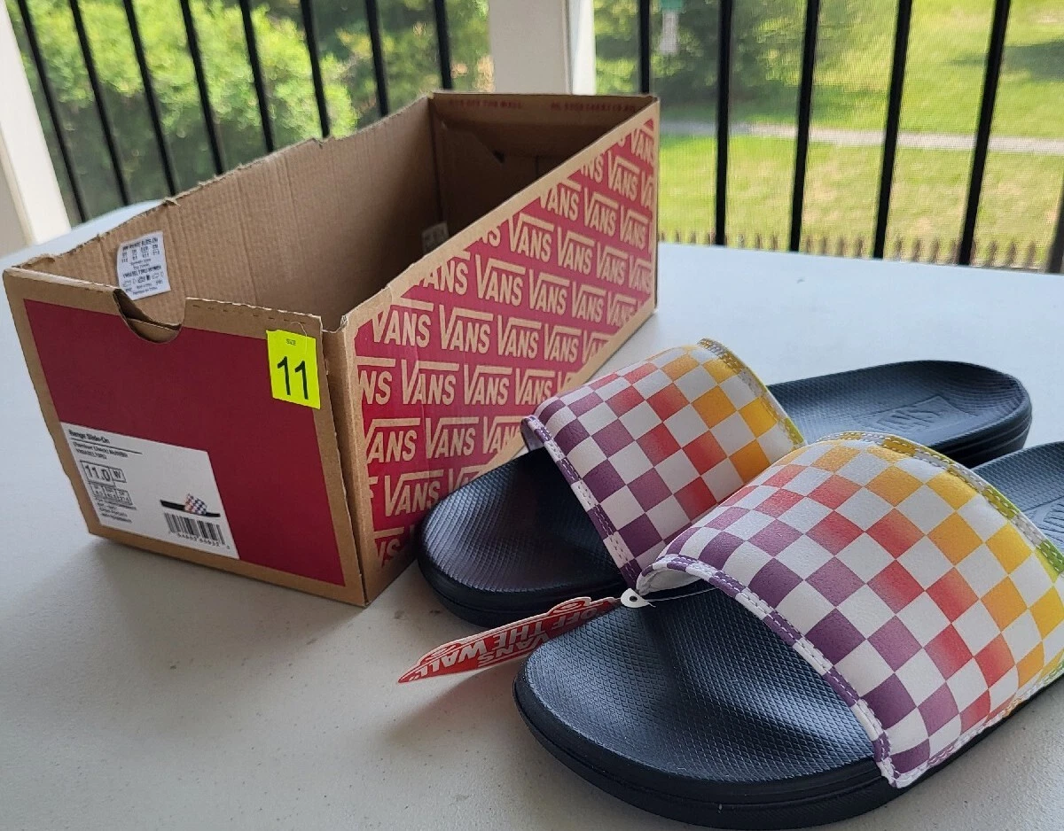 Rainbow vans slide sandals hot sale
