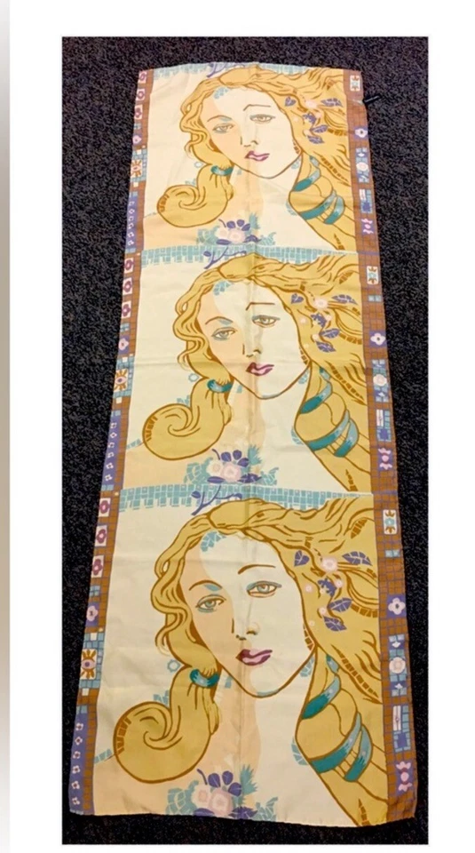 Bufanda Zazou Luxe de colección 100 % seda 61" X 21" arte para usar envoltura para la cabeza enrollada a mano Foto 2 de 4