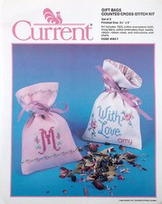 Current Gift Bags Counted Cross Stich Kit-Makes 2-Made in USA-1982,1987