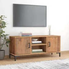 TV Cabinet Brown Solid Pine Wood 43.3 in TV Cabinet Rectangular