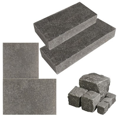 Basalto Naturstein Basalt G684 Blockstufe Bodenplatte Pflasterstein geflammt