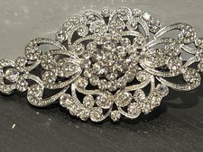 Decorative Bridal Wedding Hair Clip Silver tone Rhinestone