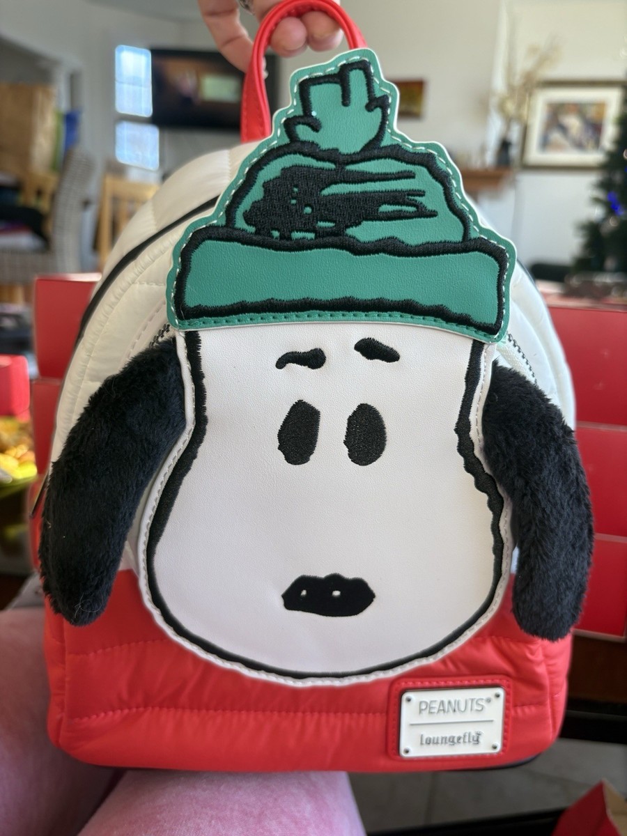 Loungefly Peanuts Snoopy Mini Backpack Bag Purse Red Black  display picture 1