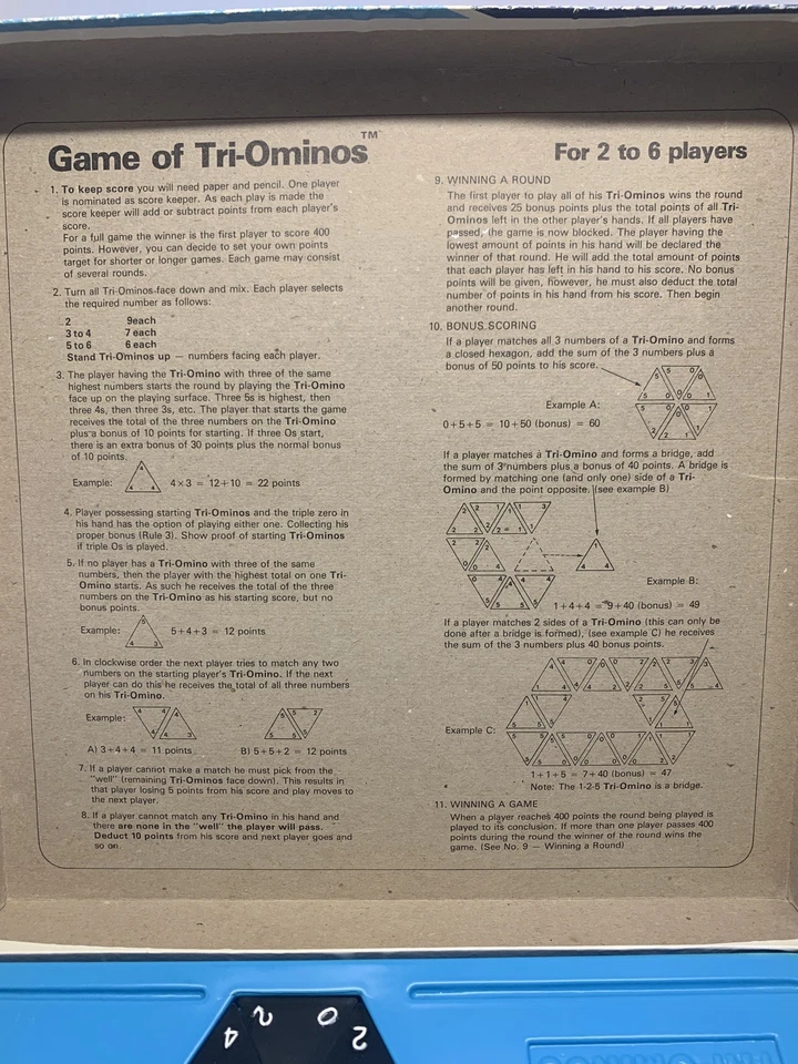 Tri-ominos Triominos Dominoes Board Game By Ideal  1968 Vintage 100% Complete - Image 3 of 4