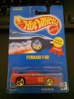 NIB Vintage Hot Wheels Blue Card Ferrari F40 Red w/chrome Wheels #69
