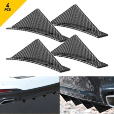 4x Universal Carbon Fiber Rear Bumper Diffuser Spoiler Splitter Shark Fin Trim