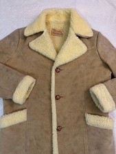 Vintage 1970s 70s Town'n Ranch Vinyl Suede Sherpa Deep Pile Lined Jacket, M L