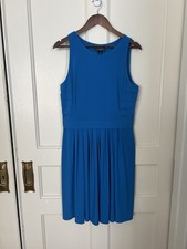Lauren Ralph Lauren Jersey Pleated Skirt Dress Womens Size 12 Blue Classic