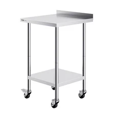 24x24x40in 304SS Adjustable Height Work Table with Casters & Heavy Duty Support
