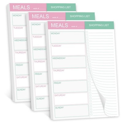 (3-Pack) Magnetic Meal Planning Pad for Fridge - 10'' x 7'' 3-Pack, Colorful 