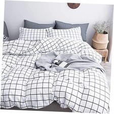 Comforter Set, White Black Grid Geometric Queen White Black Grid Comforter Set