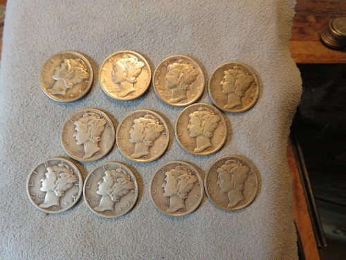11 1931 Mercury Dimes. Very Fine or better.   1931 90% Silver Mercury Dimes