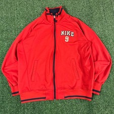 Vintage Nike 9 Full Zip Track Jacket Red Navy Mens Large Y2K Retro 0294
