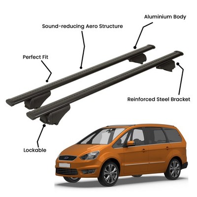 2 Pcs Black Roof Rack Cross Bars For FORD  GALAXY MPV 2010-2015