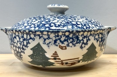 Tienshan Folkcraft Cabin In The Snow 10  Large Casserole Dish  w/ Lid Bowl