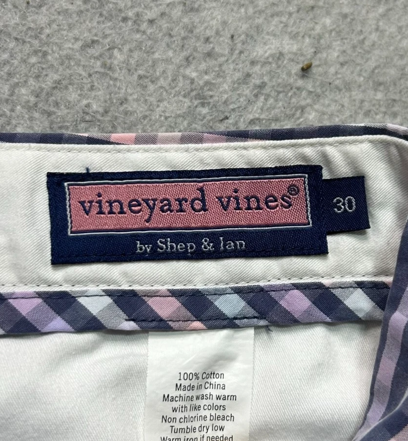 Pantalones Cortos Vineyard Vines Para Hombre 30 Breaker 8" Cuadros Colorido Azul Rosa Púrpura Informales Foto 3 de 4