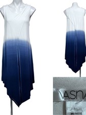 Vasana midi dress M White/blue Ombre Sleeveless Handkerchief Hem casual vacation