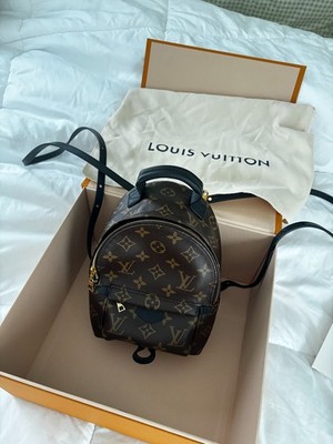 Louis Vuitton Palm Springs Mini Monogram Black Canvas Backpack Bag Purse Handbag