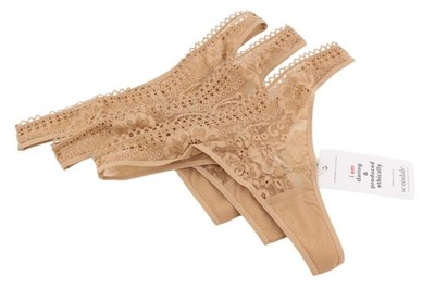 SCANDALE Le String Sensual-Nude T17 Women's Panties L Lace Trim 3-Pack