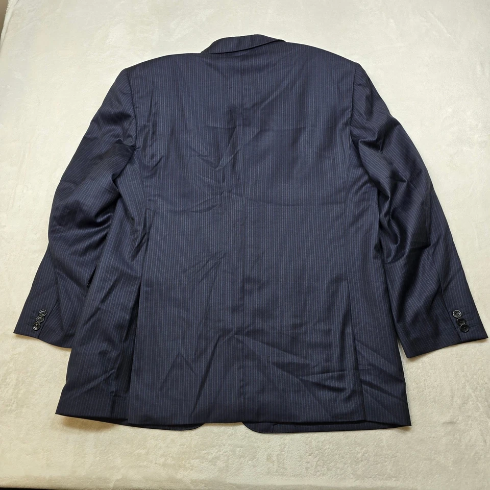 Ermenegildo Zegna Wool Silk Mens Suit Mens 42R Pants 35x29 Navy Pinstripe Italy - Image 4 of 4