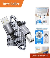Durable 25 ft USB Printer Cable with Tangle-Free Nylon Braiding for Reliable Use