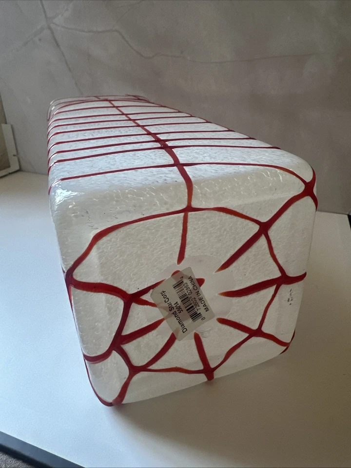 jarrón cristal rojo y blanco Foto 4 de 4