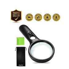 3X 45X LED Lighted Magnifying Glass for Reading  Crafts - Black