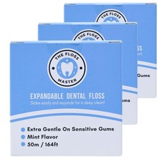 Expandable Dental Floss 3 Pack I Plastic-Free Dispenser I 50 Meter / 164 feet...