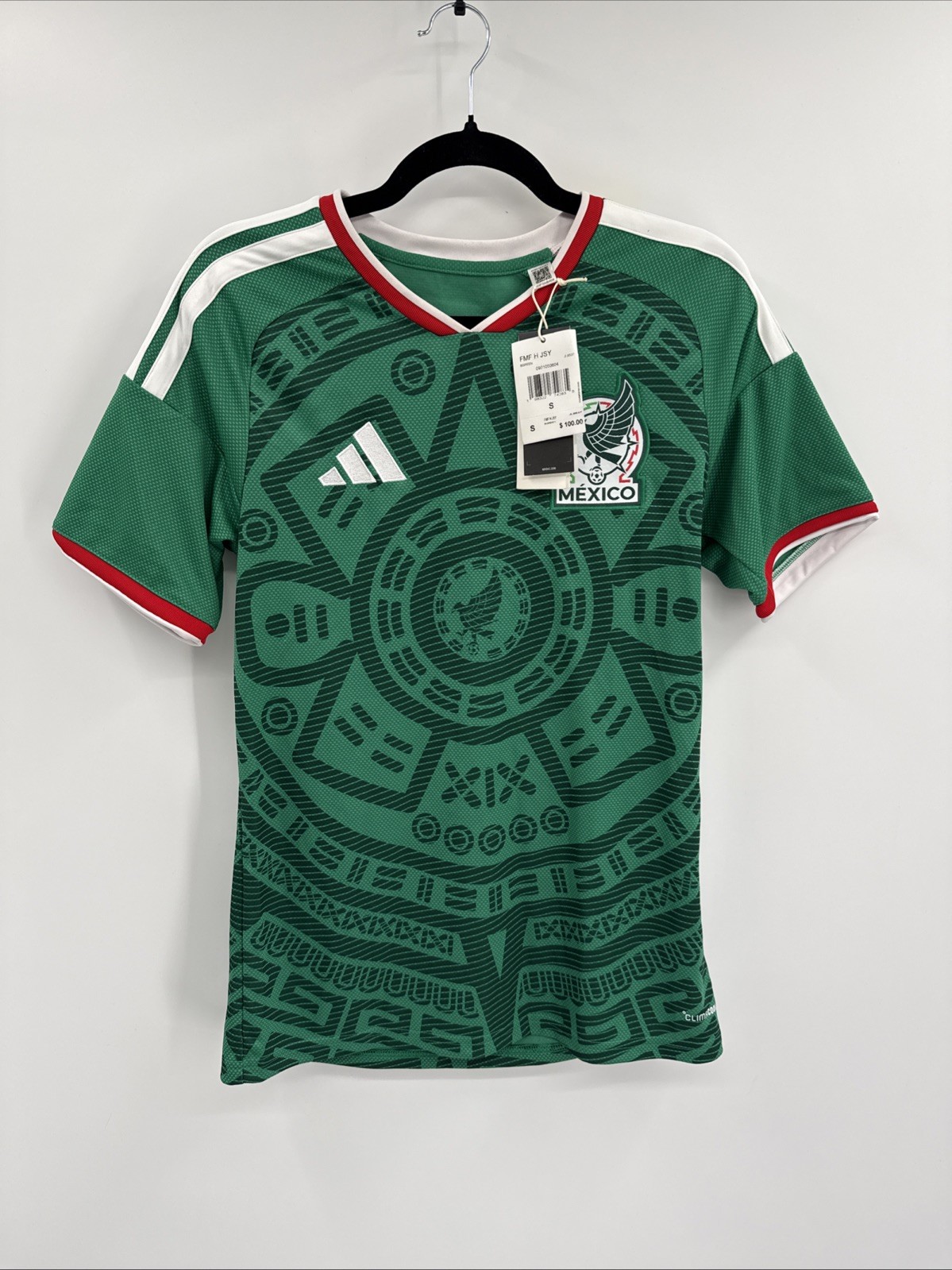 Adidas Mexico National Team Home Soccer Jersey Men Small Green Aztec Pattern NWT