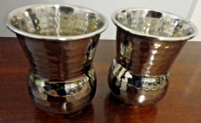 STAINLESS STEEL HANDMAD MUGHLAI HAMMERED SET OF 2 TUMBLER WATER GLASSES