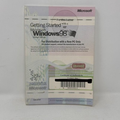 Microsoft Windows 98 Second Edition Manual + Key Book