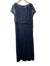 Alex Evenings Women's Blouson Beaded Long Dress Formal Cocktail Guest Size 18