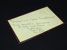 Carl FIELD - carte autographe signée - 1959