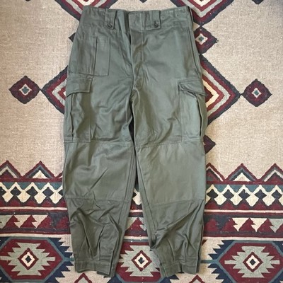 Vintage 70s Swedish Army Military Fatigue Pants Adult 34x28 OD 