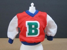 Back To School Barbie 10217 Doll 1992 REd monogram B TOP jersey long sleeve shrt