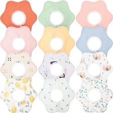 12 Pack 360  Rotate Baby Bibs Waterproof Bibs Baby Girl Muslin Bib Snap Cotto...