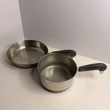 Vintage Revere Ware Copper Clad Bottom Saucepan  Fry Pan Set No Lids