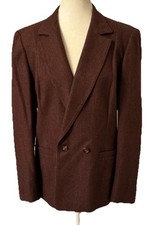 Vintage Brown Wool Pinstripe Blazer Jacket Forecaster Of Boston Size 13/14