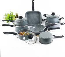 URBN-CHEF DALEMOOR Carbon Steel Marble Grey Cooking Pots Pans Cookware (16Cm Sau