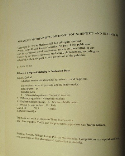 Fortgeschrittene mathematische Methoden für Wissenschaftler und Ingenieure, Orszag-Bender - Bild 5 von 6